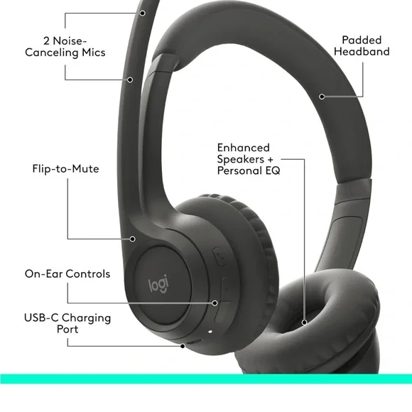 Logitech H600 Wireless Over-Ear Headset – Black – NEW - Picture 8 of 11